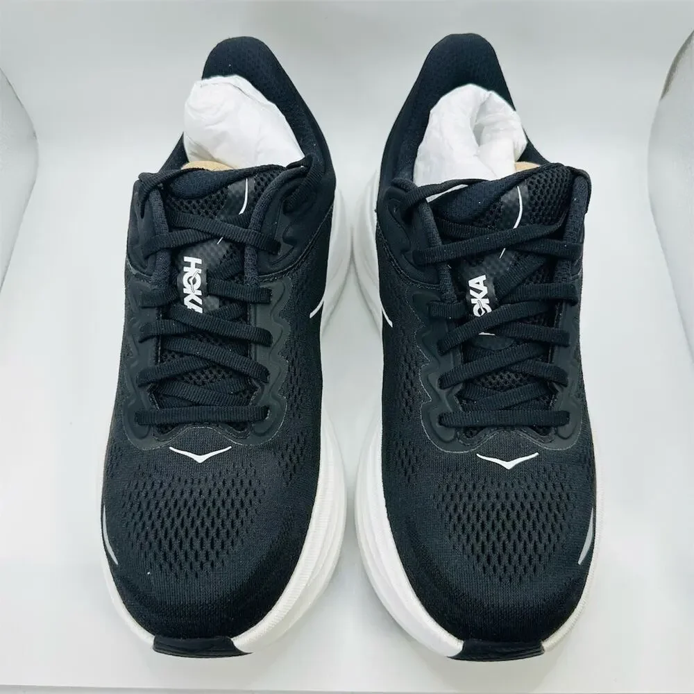 HOKA Bondi 9 Women's Running Shoes Black/White Max Cushion Size 9 Sneakers